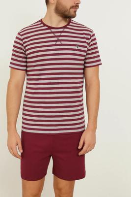 M.E.Q. Heren shortama katoen - ronde -hals - Rode streep