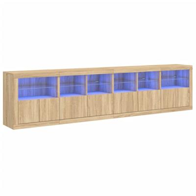 Dressoir met LED-verlichting 283x37x67 cm sonoma eikenkleurig