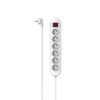 Hama Stekkerdoos, 6-voudig, schakelaar, opt. schakelaarpositie, 1,4 m Kabel Wit - thumbnail