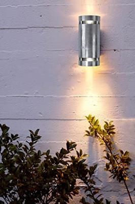 Buitenlamp voordeur gegalvaniseerd zilver &apos;Ran&apos; 2X GU10 15 jaar roest garantie 25 cm