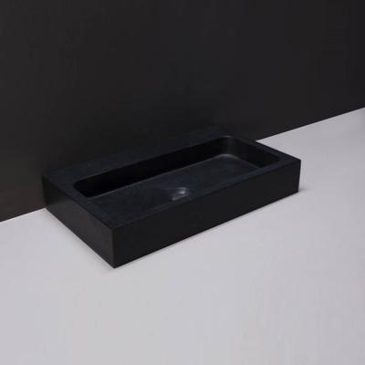 Wastafel Forzalaqua Taranto Graniet Gezoet Met Kraangat Zwart 50x30x8 cm Forzalaqua