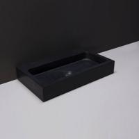 Wastafel Forzalaqua Taranto Graniet Gezoet Met Kraangat Zwart 50x30x8 cm - thumbnail