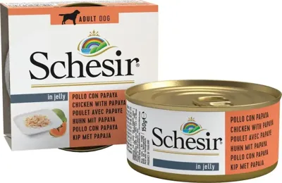 SCHESIR Chicken with papaya in jelly - natvoer voor honden - 150g