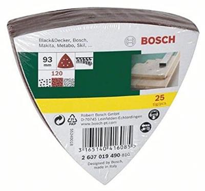 Bosch Accessories 2607017110 Deltaschuurpapier Met klittenband, Geperforeerd Korrelgrootte (num) 240 Hoekmaat 93 mm 25 stuk(s)