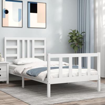 Bedframe zonder matras massief grenenhout wit 140x200 cm
