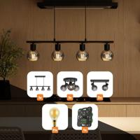Lichtbundel 'Glazura Smokey' - Compleet pakket - Make-over woonkamer - Hang-, plafond- en wandlamp + filamentlampen - thumbnail