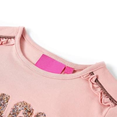 Kindershirt met lange mouwen met woord in glitters 128 lichtroze Kindershirt met lange mouwen met woord in glitters 128 lichtroze