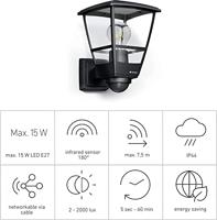 Steinel AUSSENLEUCHTE L 10 S SW 084769 Buitenlamp met bewegingsmelder (wand) LED E27 15 W Zwart - thumbnail