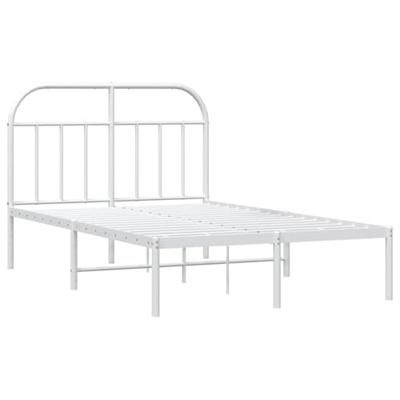 Bedframe met hoofdbord metaal wit 120x200 cm