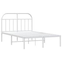 Bedframe met hoofdbord metaal wit 120x200 cm - thumbnail