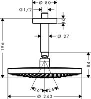 Hansgrohe Raindance select hoofddouche met douchearm plafond chroom 26467000 - thumbnail