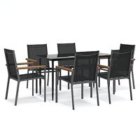 7-delige Tuinset textileen en staal zwart - thumbnail