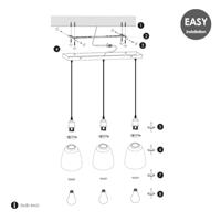 Metalen Hanglamp - Inclusief 3 Glazen Lampenkap - Helder - Ø65 x 128 cm - E27 fitting - voor gebruik in slaapkamers en werkruimtes - Inclusief 1 meter kabel - thumbnail