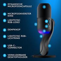 Logitech G Yeti GX Zwart Tafelmicrofoon - thumbnail