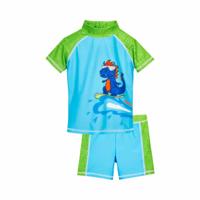 Playshoes tweedelige zwemsuit Dino Blauw Groen-122-128 - thumbnail