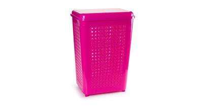 Grote wasmand/opberg mand met deksel 50 liter in het fuchsia roze - Wasmanden