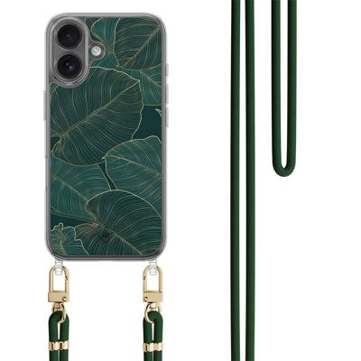 iPhone 17 hoesje met groen koord - Monstera leaves iPhone 17 hoesje met groen koord - Monstera leaves