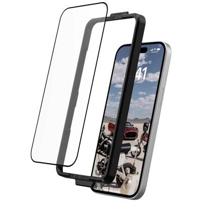 URBAN ARMOR GEAR PLUS Tempered Glass Screen Protector Apple iPhone 15 [9H dubbel gehard glas, anti-vingerafdruk, incl. montagekit, 0,33 mm dun, ultrahelder].