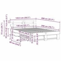 Bedframe met hoofdeinde Wit 140 x 200 cm Massief grenenhout - thumbnail