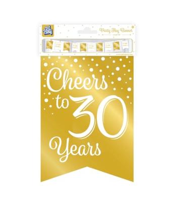 Verjaardagsslinger Vaandel 30 jaar Goud/Wit (6m)