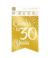 Verjaardagsslinger Vaandel 30 jaar Goud/Wit (6m) - thumbnail