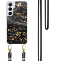 Samsung Galaxy A15 hoesje met zwart koord - Marmer grijs brons - thumbnail