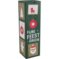 Flesdoos | Tegels | karton + PP | 1 fles | 330x95x95mm | Kerstmis | 100 stuks - thumbnail