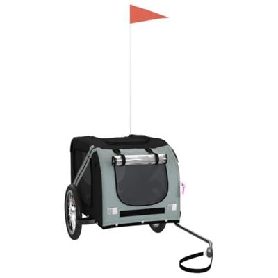 Hondenfietstrailer oxford stof en ijzer zwart en grijs