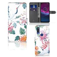 Motorola One Action | Telefoonhoesje | Met pasjeshouder | Bird Flowers - thumbnail