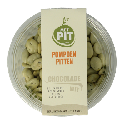Met PIT Pompoenpitten witte chocolade 150 Gram Met PIT Pompoenpitten witte chocolade 150 Gram
