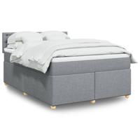 Boxspring met matras stof lichtgrijs 160x200 cm - thumbnail