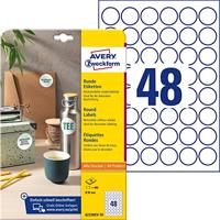 Avery Zweckform ronde etiketten, diameter 30 mm, wit, afneembaar, 480 etiketten, 10 vellen - thumbnail