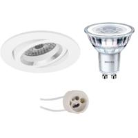 LED Spot Set - Pragmi Aerony Pro - GU10 Fitting - Inbouw Rond - Mat Wit - Kantelbaar - Ø82mm - Philips - CorePro 840 36D - 3.5W - Natuurlijk Wit 4000K - thumbnail