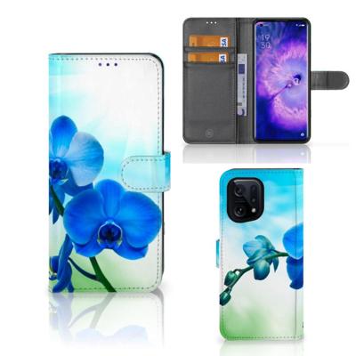 OPPO Find X5 Hoesje Orchidee Blauw - Cadeau voor je Moeder OPPO Find X5 Hoesje Orchidee Blauw - Cadeau voor je Moeder