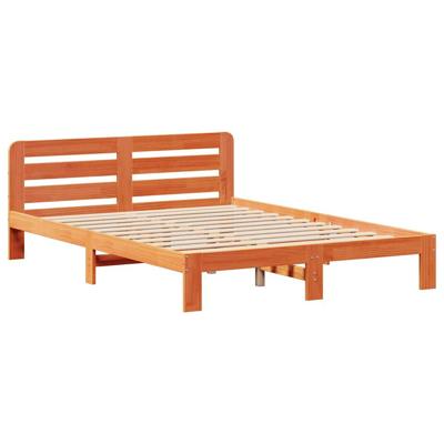 Bedframe zonder matras massief grenenhout wasbruin 135x190 cm