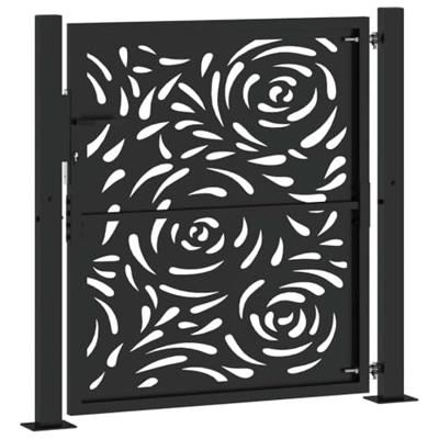 Poort met vlamontwerp 100x100 cm staal zwart