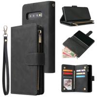 Voor Galaxy S10 multifunctionele retro Frosted horizontale Flip lederen draagtas met kaartsleuf & houder & rits portemonnee & foto frame & Lanyard (zw - thumbnail