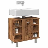 Badkamerkast 60x32x53,5 cm bewerkt hout oud houtkleurig - thumbnail