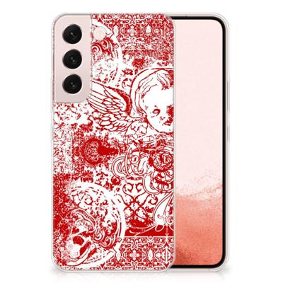 Silicone Back Case Samsung Galaxy S22 Angel Skull Rood Silicone Back Case Samsung Galaxy S22 Angel Skull Rood
