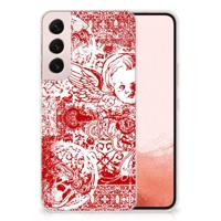 Silicone Back Case Samsung Galaxy S22 Angel Skull Rood - thumbnail