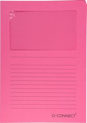Q-CONNECT L-map met venster, 120 g/m², A4, pak van 100 stuks, roze