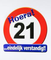 Paperdreams Kroonschild verkeersbord - 21 jaar - thumbnail