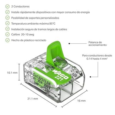 WAGO 221-422 221 Verbindingsklem Flexibel: 0.14-4 mm² Massief: 0.2-4 mm² Aantal polen: 2 100 stuk(s) Transparant, Groen WAGO 221-422 221 Verbindingsklem Flexibel: 0.14-4 mm² Massief: 0.2-4 mm² Aantal polen: 2 100 stuk(s) Transparant, Groen