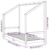 Kinderbedframe 80x200 cm massief grenenhout zwart - thumbnail