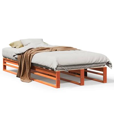 Bedframe zonder matras massief grenenhout wasbruin 90x190 cm