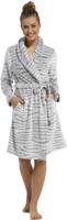 Licht grijze damesbadjas met dierenprint - fleece-(40-42) M - thumbnail