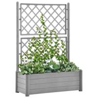 Plantenbak met latwerk 100x43x142 cm PP-steen grijs - thumbnail
