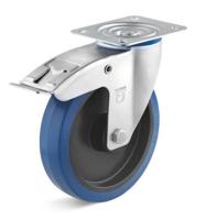 Torwegge Zwenkwiel m/rem rubber blauw ø80 kunststof - thumbnail