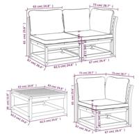 6-delige Loungeset met kussens massief acaciahout - thumbnail