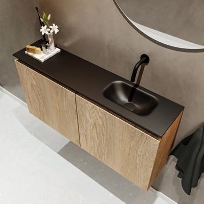 MONDIAZ TURE 100cm toiletmeubel washed oak. EDEN wastafel urban rechts geen kraangat